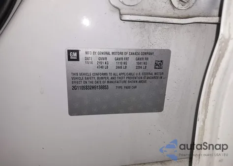 2017 Chevrolet Impala 1Lt z USA, uszkodzony, nr VIN 2G1105S32H9138853